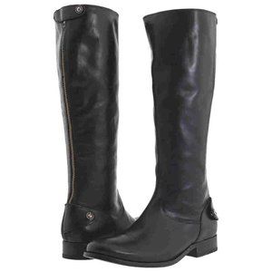 Frye MELISSA Button Black Riding Cowboy Tall Knee High Boots Shoes Flats 6 NIB